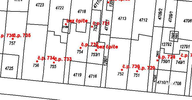 Hrušovany nad Jevišovkou 47492538 na parcele st. 753/1 v KÚ Hrušovany nad Jevišovkou, Katastrální mapa