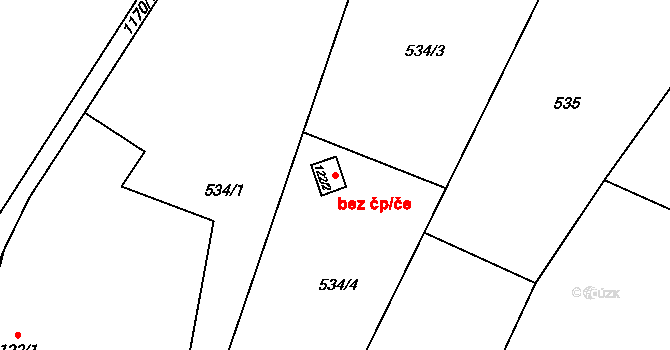 Děčín 48412538 na parcele st. 122/2 v KÚ Bynov, Katastrální mapa