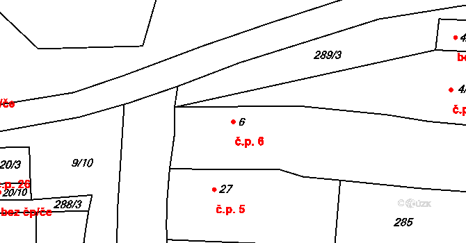 Chanov 6, Obrnice na parcele st. 6 v KÚ Chanov, Katastrální mapa