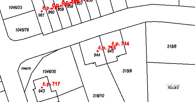 Králíky 715 na parcele st. 944 v KÚ Králíky, Katastrální mapa