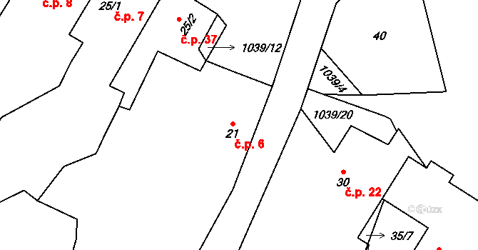 Hluboká 6, Žihle na parcele st. 21 v KÚ Hluboká u Žihle, Katastrální mapa