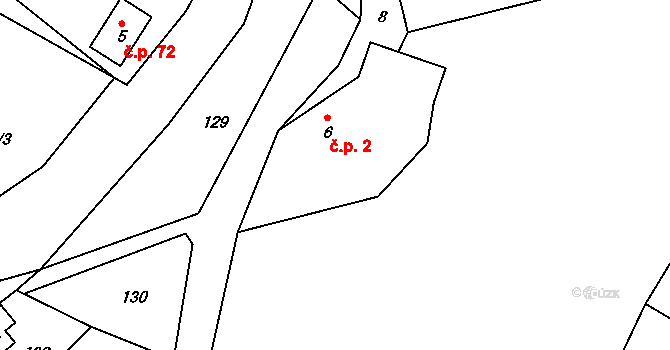 Janoušov 2 na parcele st. 6 v KÚ Janoušov, Katastrální mapa