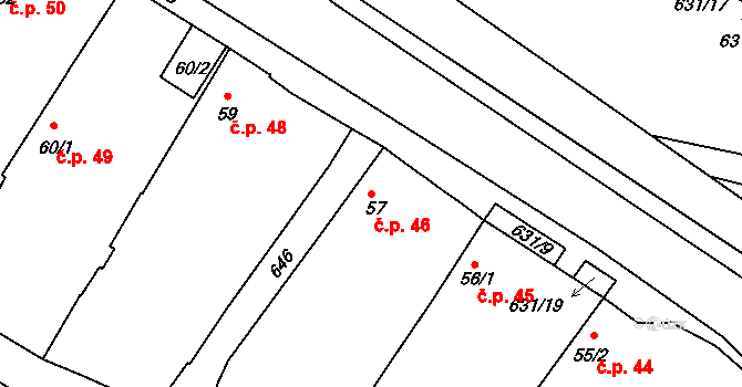 Hnojnice 46, Libčeves na parcele st. 57 v KÚ Hnojnice, Katastrální mapa
