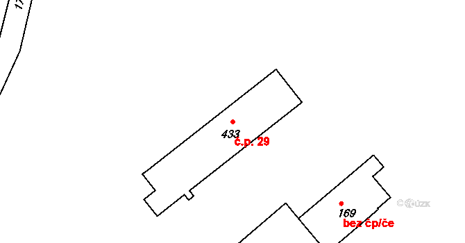 Lazec 29, Kájov na parcele st. 433 v KÚ Křenov u Kájova, Katastrální mapa