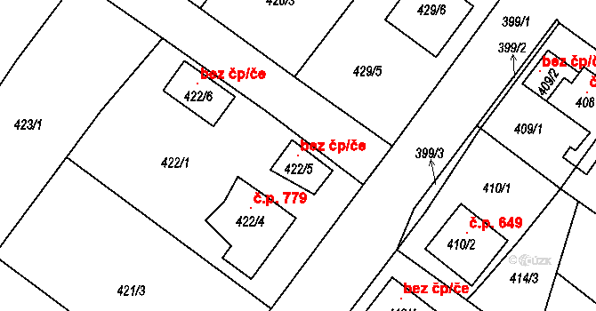 Proboštov 106618539 na parcele st. 422/5 v KÚ Proboštov u Teplic, Katastrální mapa