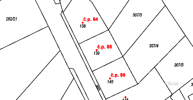 Mramotice 85, Znojmo na parcele st. 139 v KÚ Mramotice, Katastrální mapa