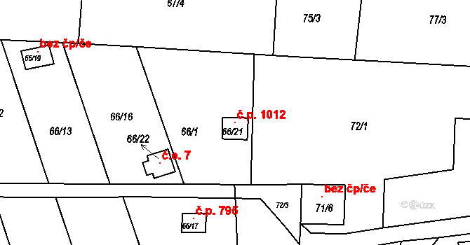 Paskov 1012 na parcele st. 66/21 v KÚ Paskov, Katastrální mapa