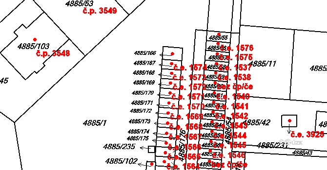 Jihlava 1571 na parcele st. 4885/169 v KÚ Jihlava, Katastrální mapa