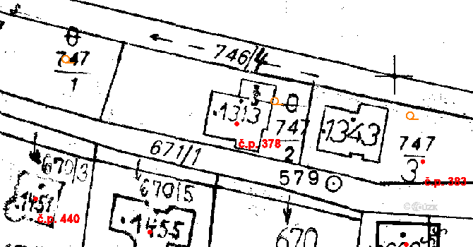 Volduchy 378 na parcele st. 1313 v KÚ Volduchy, Katastrální mapa
