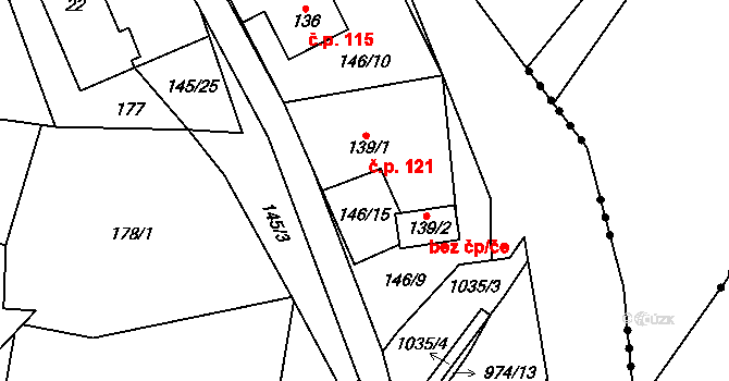 Valšov 121 na parcele st. 139/1 v KÚ Valšov, Katastrální mapa