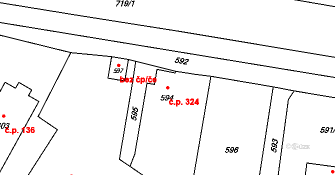 Vrbno pod Pradědem 324 na parcele st. 594 v KÚ Vrbno pod Pradědem, Katastrální mapa