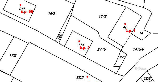 Cizkrajov 2 na parcele st. 114 v KÚ Cizkrajov, Katastrální mapa