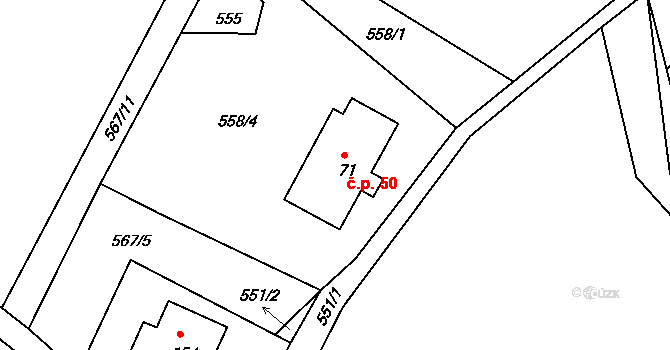 Roudnice 50, Jestřabí v Krkonoších na parcele st. 71 v KÚ Roudnice v Krkonoších, Katastrální mapa