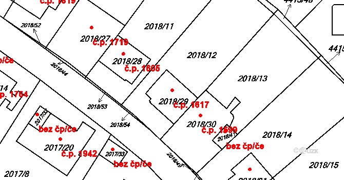 Boskovice 1617 na parcele st. 2018/29 v KÚ Boskovice, Katastrální mapa