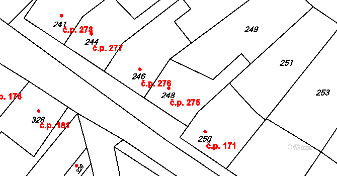 Křelov 275, Křelov-Břuchotín na parcele st. 248 v KÚ Křelov, Katastrální mapa