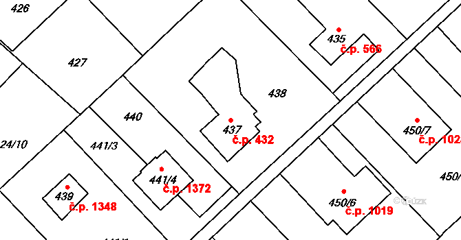 Poruba 432, Orlová na parcele st. 437 v KÚ Poruba u Orlové, Katastrální mapa