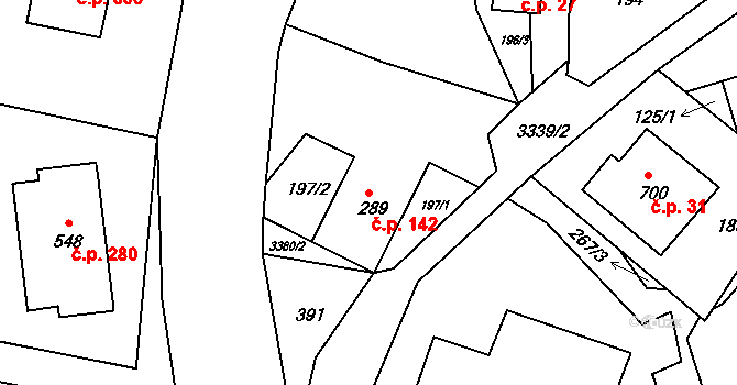 Valašská Polanka 142 na parcele st. 289 v KÚ Valašská Polanka, Katastrální mapa