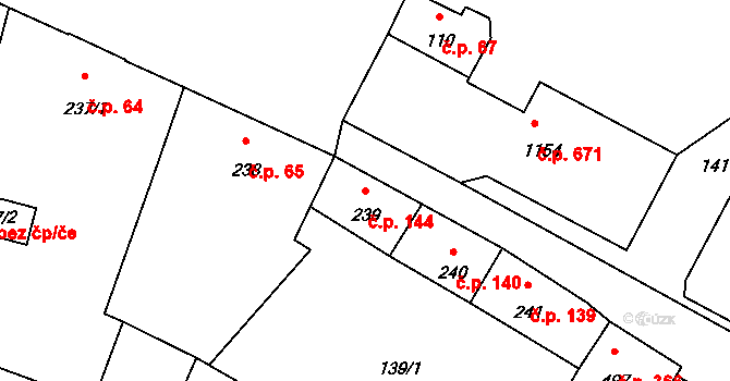 Kardašova Řečice 144 na parcele st. 239 v KÚ Kardašova Řečice, Katastrální mapa