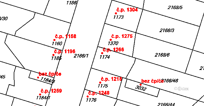 Lysá nad Labem 1266 na parcele st. 1174 v KÚ Lysá nad Labem, Katastrální mapa
