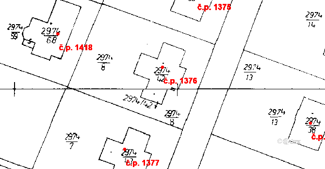 Poděbrady III 1376, Poděbrady na parcele st. 2974/42 v KÚ Poděbrady, Katastrální mapa