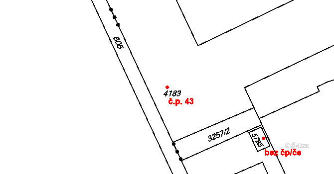 Šťáralka 43, Kolín na parcele st. 4183 v KÚ Kolín, Katastrální mapa