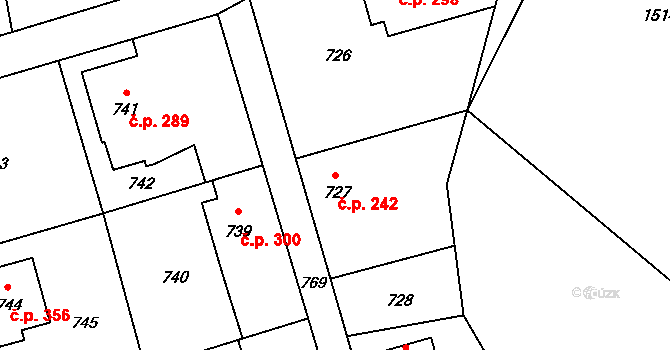Jablůnka 242 na parcele st. 727 v KÚ Jablůnka, Katastrální mapa