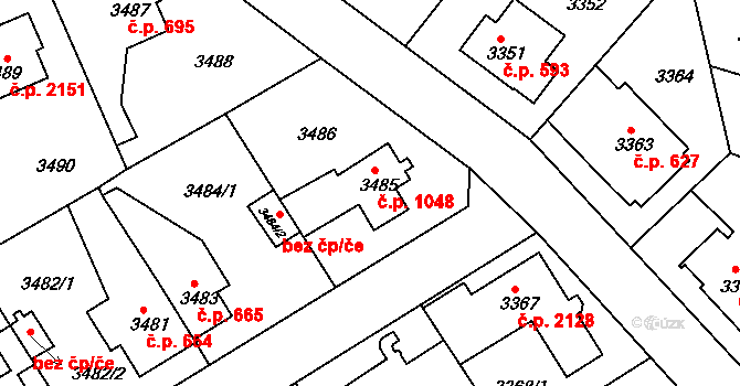 Modřany 1048, Praha na parcele st. 3485 v KÚ Modřany, Katastrální mapa