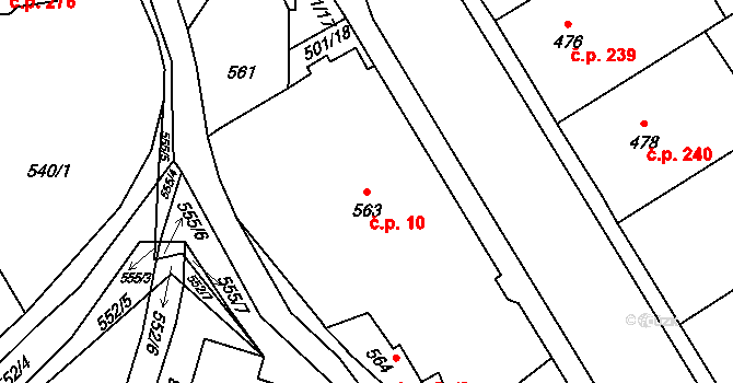 Jince 10 na parcele st. 563 v KÚ Jince, Katastrální mapa