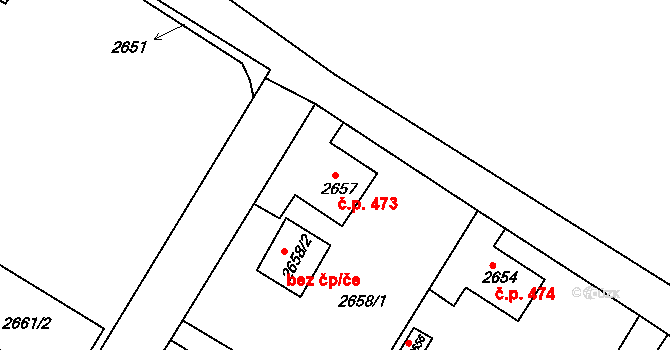 Hodkovice nad Mohelkou 473 na parcele st. 2657 v KÚ Hodkovice nad Mohelkou, Katastrální mapa
