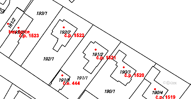 Rumburk 1 1521, Rumburk na parcele st. 191/2 v KÚ Rumburk, Katastrální mapa