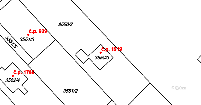Hlučín 1919 na parcele st. 3550/3 v KÚ Hlučín, Katastrální mapa