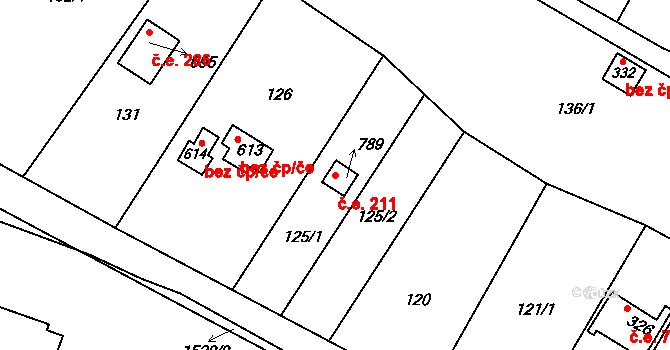 Příluky 211, Zlín na parcele st. 789 v KÚ Příluky u Zlína, Katastrální mapa