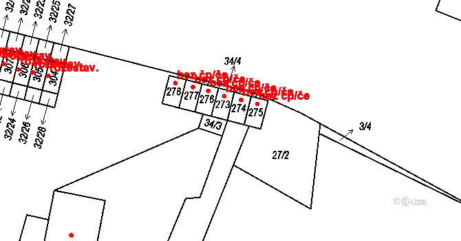 Zbytiny 39962539 na parcele st. 274 v KÚ Zbytiny, Katastrální mapa