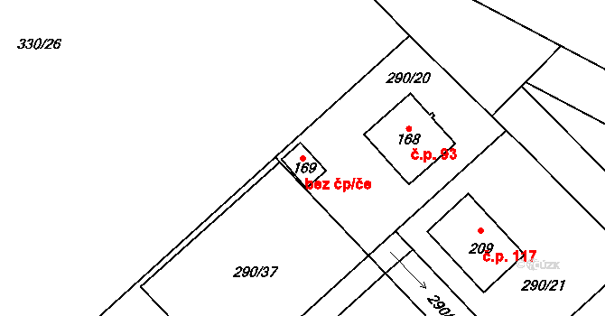 Seč 40991539 na parcele st. 169 v KÚ Seč u Blovic, Katastrální mapa