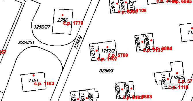 Zlín 1107 na parcele st. 1157/1 v KÚ Zlín, Katastrální mapa