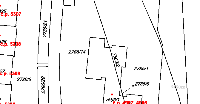 Zlín 4966,4967 na parcele st. 7503/1 v KÚ Zlín, Katastrální mapa