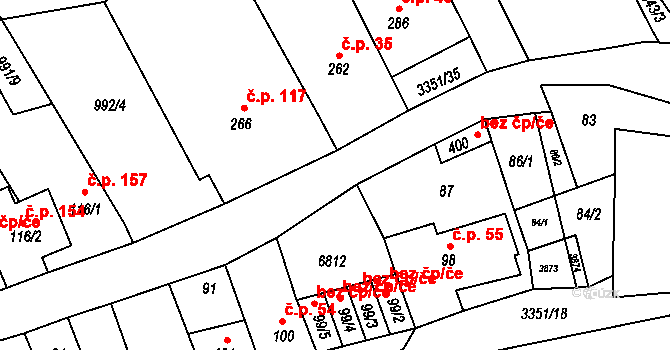 Němčičky 43635539 na parcele st. 400 v KÚ Němčičky u Hustopečí, Katastrální mapa