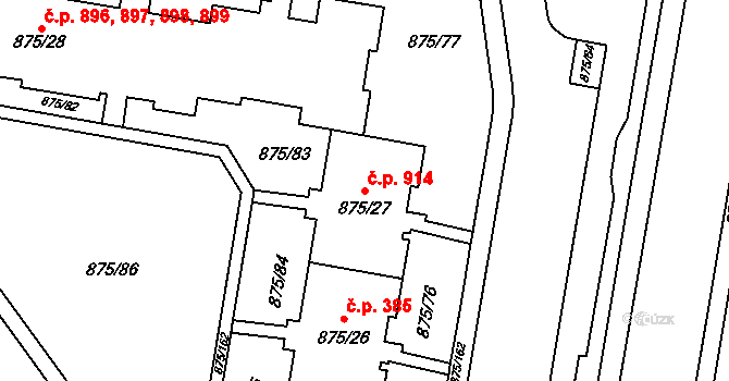 Kylešovice 914, Opava na parcele st. 875/27 v KÚ Kylešovice, Katastrální mapa