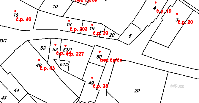 Divišov 45388539 na parcele st. 50 v KÚ Divišov u Benešova, Katastrální mapa