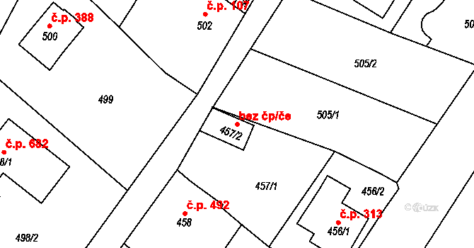 Liberec 47014539 na parcele st. 457/2 v KÚ Ruprechtice, Katastrální mapa