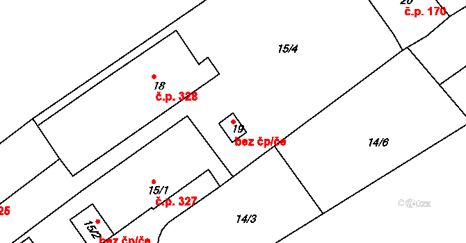 Děčín 47095539 na parcele st. 19 v KÚ Chrochvice, Katastrální mapa