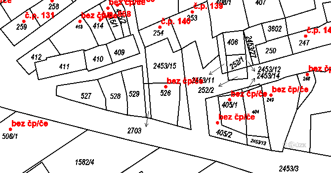 Tlumačov 47859539 na parcele st. 526 v KÚ Tlumačov na Moravě, Katastrální mapa