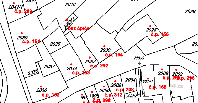 Bučovice 154 na parcele st. 2030 v KÚ Bučovice, Katastrální mapa