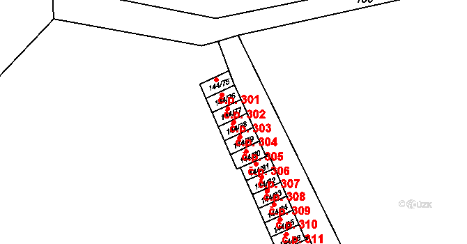 Provodín 304 na parcele st. 144/78 v KÚ Provodín, Katastrální mapa