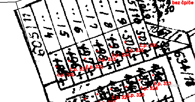 Hrochův Týnec 333 na parcele st. 498 v KÚ Hrochův Týnec, Katastrální mapa