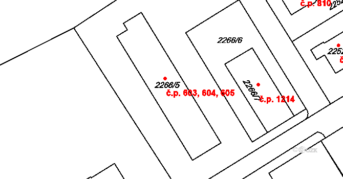 Jeseník 603,604,605 na parcele st. 2266/5 v KÚ Jeseník, Katastrální mapa
