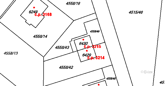 Žatec 3215 na parcele st. 6430 v KÚ Žatec, Katastrální mapa