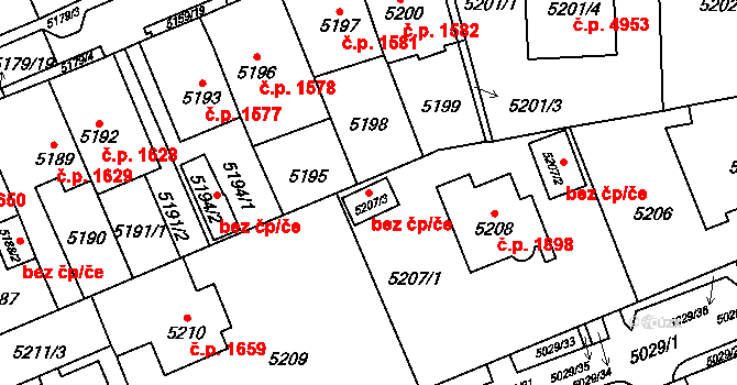 Chomutov 80218539 na parcele st. 5207/3 v KÚ Chomutov I, Katastrální mapa