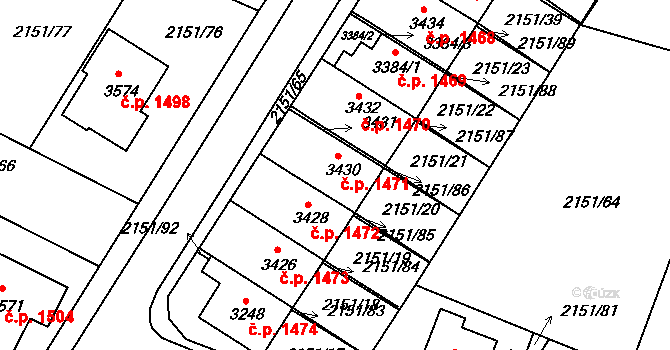 Humpolec 1471 na parcele st. 3430 v KÚ Humpolec, Katastrální mapa