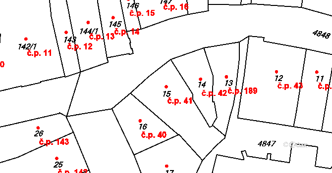 Louny 41 na parcele st. 15 v KÚ Louny, Katastrální mapa